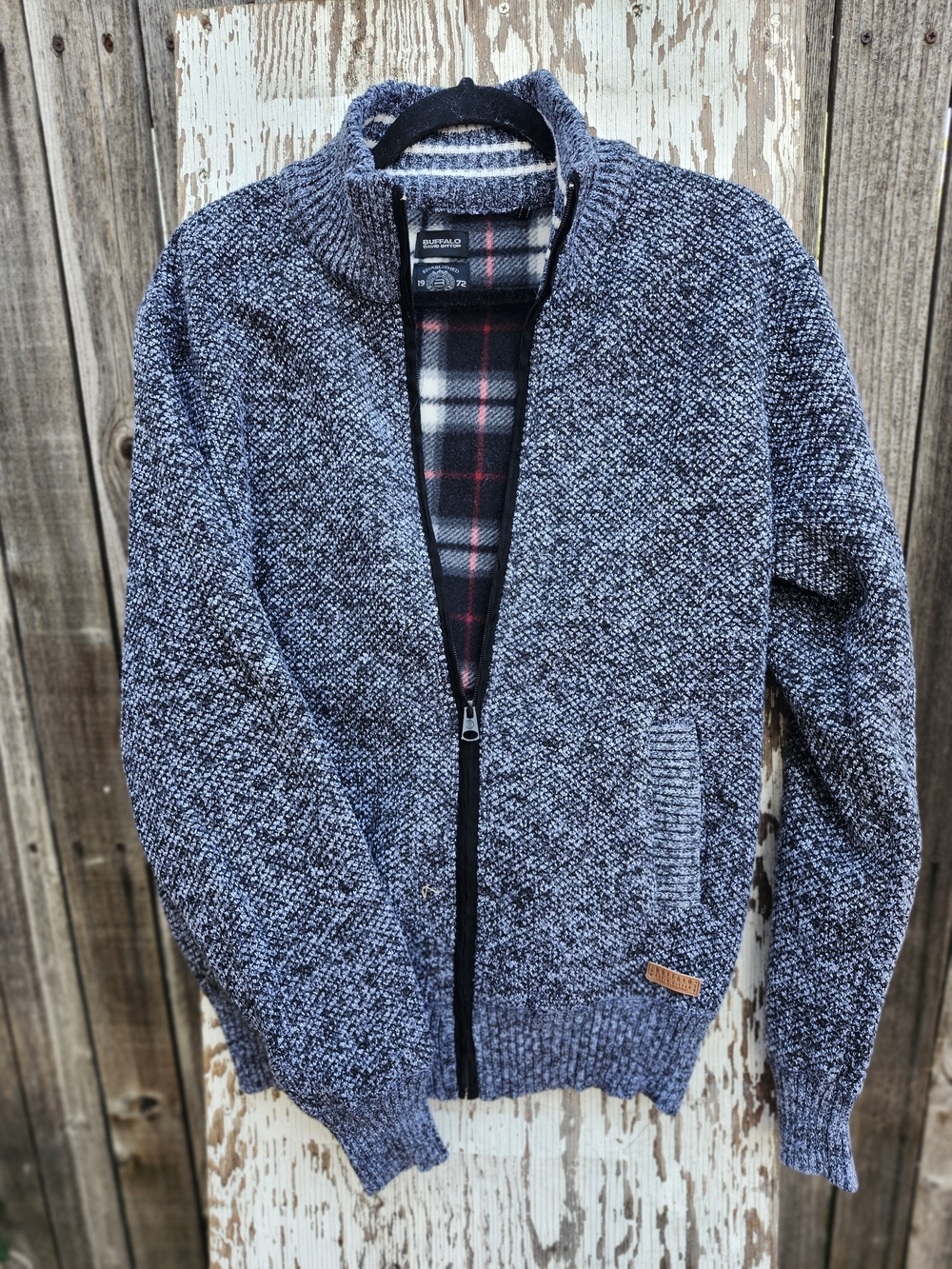 Buffalo David Bitton Men's Gray Full-Zip Knit Sweater